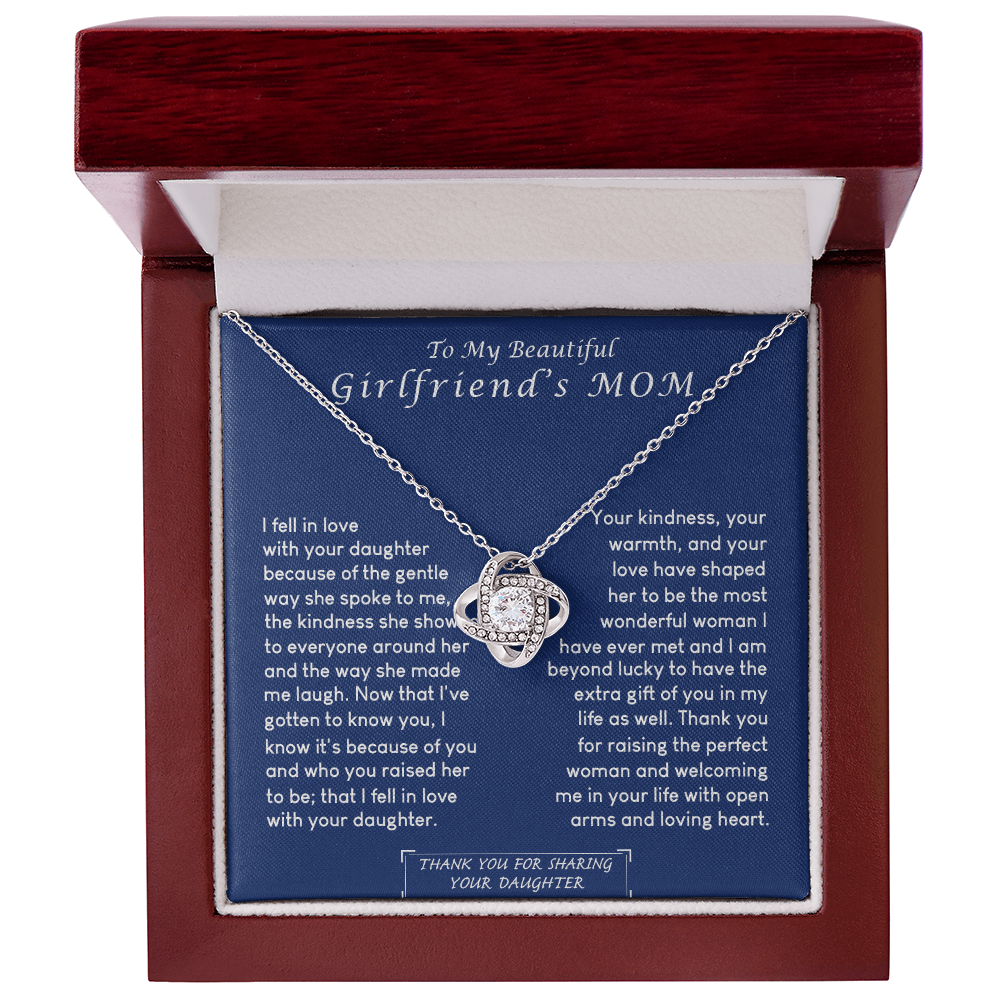 To My Girlfriend's Mom Necklace, Beautiful Girlfriend's Mom Necklace From Daughter Girlfriend's Mom Love Knot Necklace Gift Necklace For Girlfriend's Mom From Daughter Girlfriend's Mom Gift Necklace