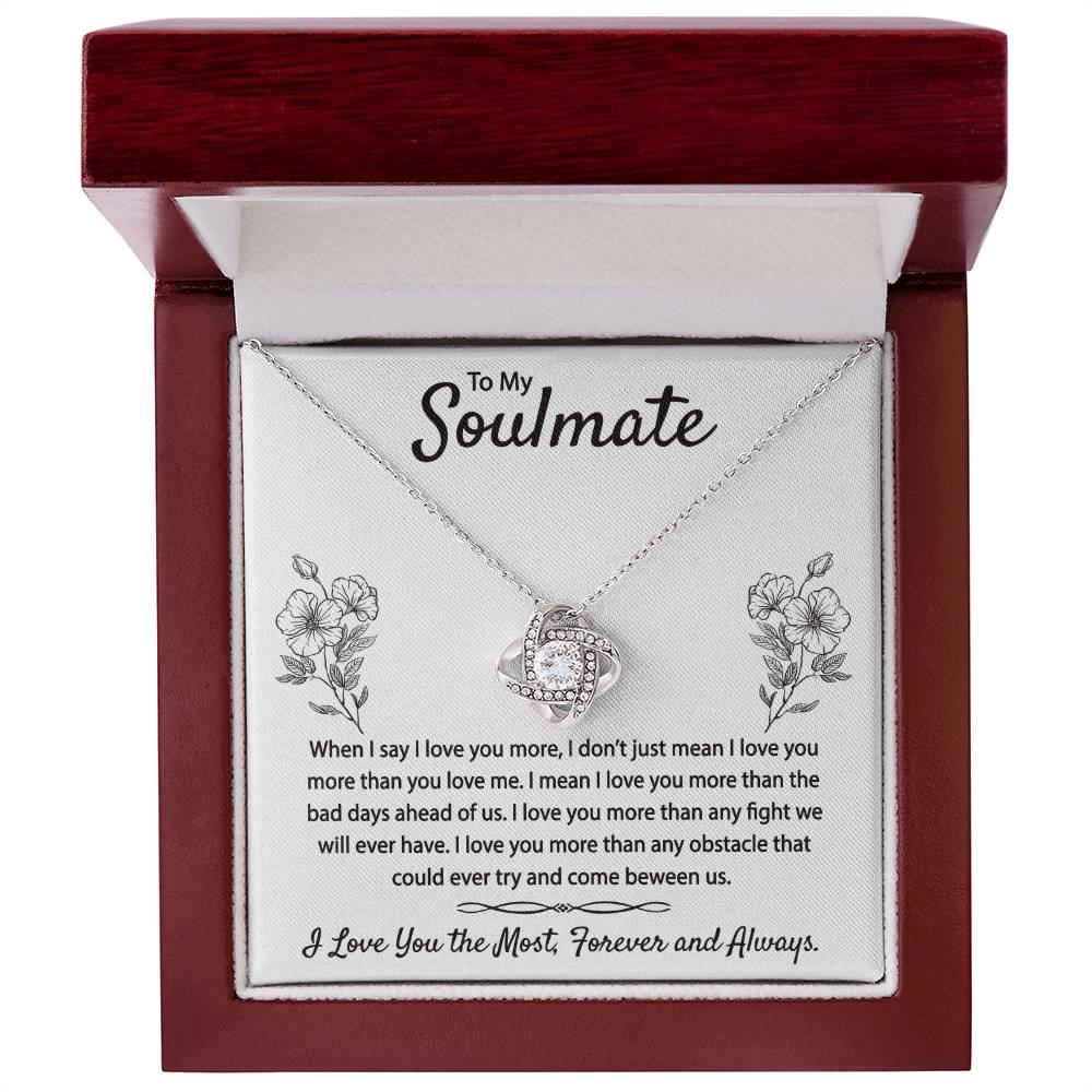 To My Soulmate Necklace From Husband Boyfriend Love Knot Necklace Gift For Soulmate Girlfiend To My Wife Gift Necklace with Message Card Gift Necklace for Her Romantic Girlfriend Gift Necklace
