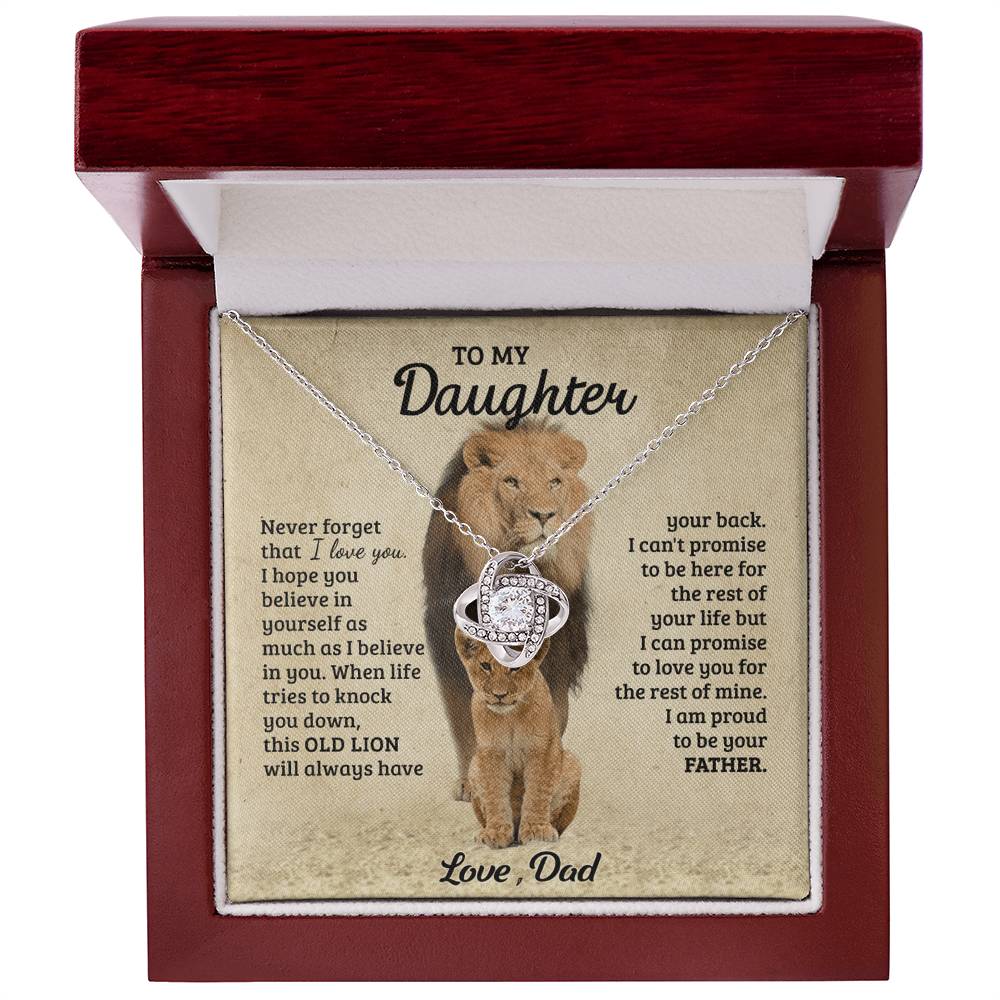 Daughter Gifts Necklace from Dad, Father And Daughter Necklace, to My Daughter Lion From Dad Necklace, Father Daughter Gifts Love Knot from Daddy Jewelry Gift For Girls, Little Girl Necklace