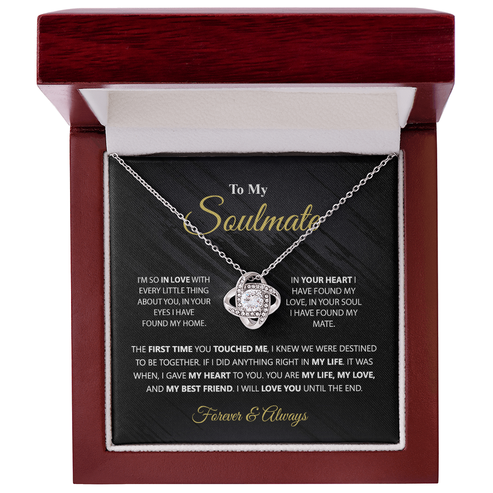 To My Soulmate Gift Necklace From Husband, Boyfriend, Valentines Gift Necklace For To My Wife Love Knot Necklace for Her Romantic Soulmate Gift Necklace, Girlfriend Gifts Necklace Message Card