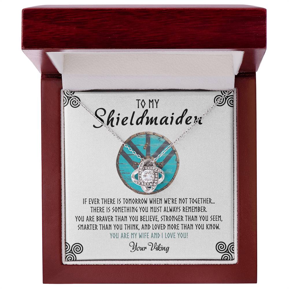 Shieldmaiden Necklace From Your Viking, Love Knot Pendant Gift From Wife, Fiancee, To My Shiedmaiden Love Knot Necklace Gift Jewelry For Women Pendant Female, You Are My Wife And I Love You Necklace