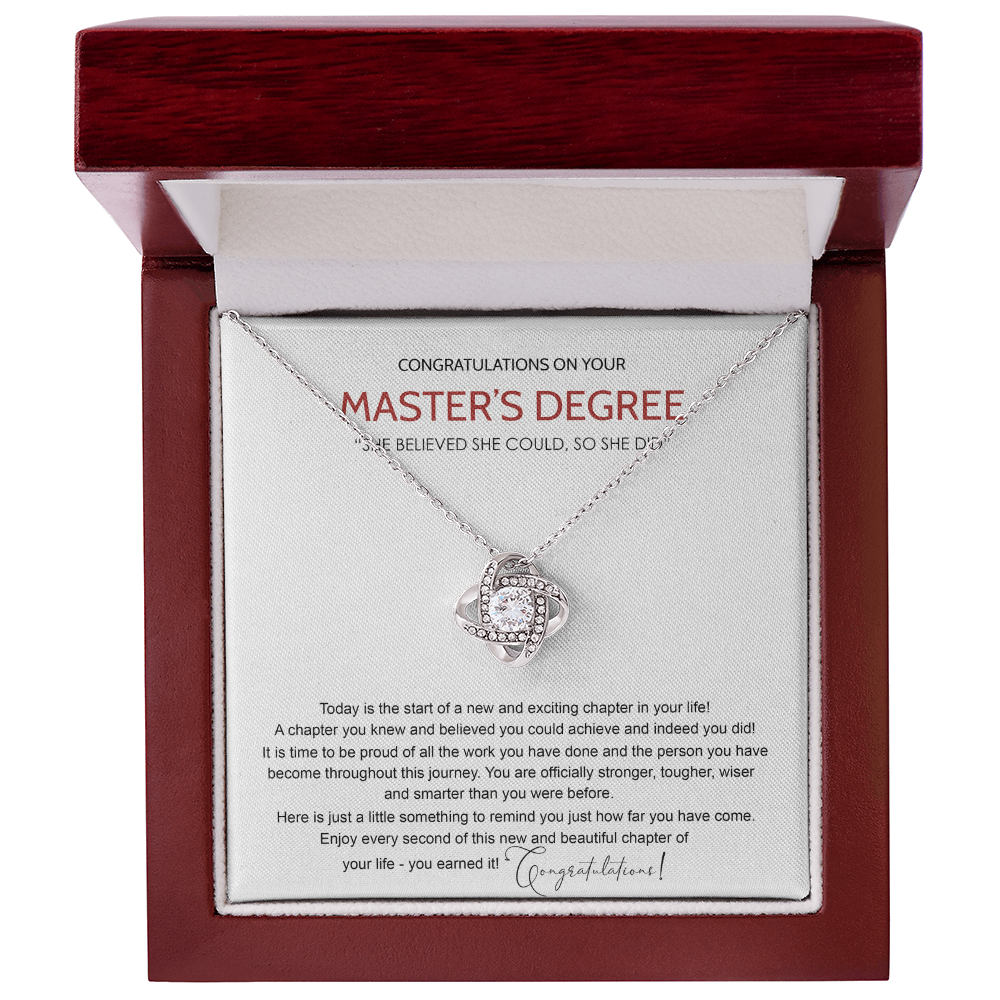 Master's Degree Gift Necklace, Graduation Gift Necklace For Masters Student, Graduation Class Of 2026 Love Knot Necklace, Congrats Graduation Pendants Gift For Daughter, Granddaughter, Niece