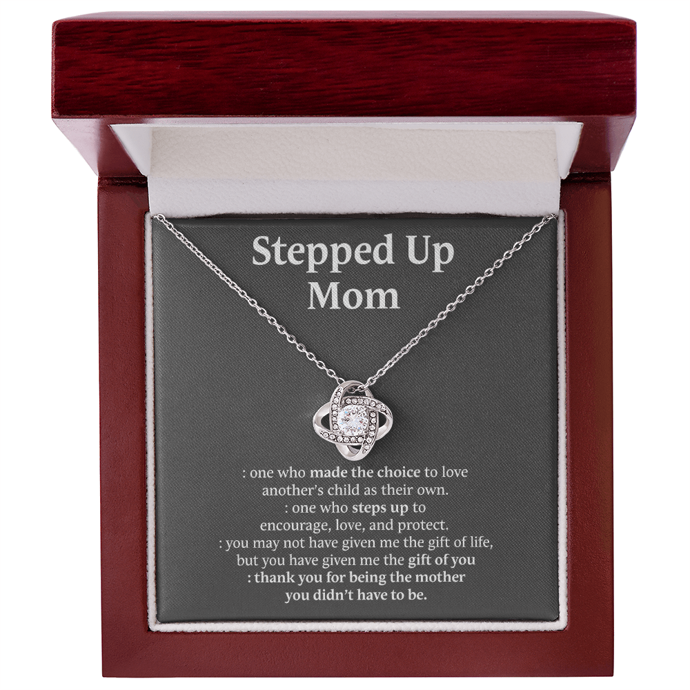 Inspirational StepMom Gifts Stepped Up Mom Necklace Birthday Gift for Bonus Mom