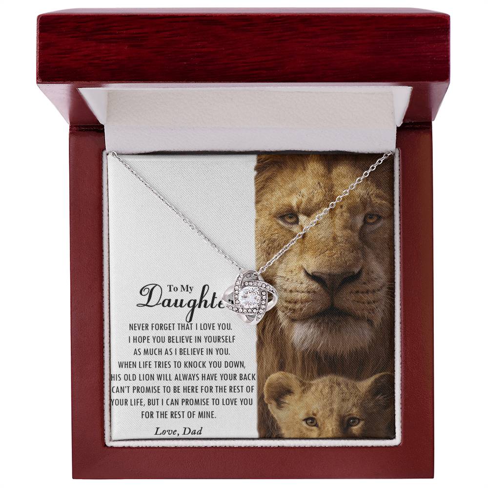 Love Knot Gifts to My Daughter This Old Lion Will Always Have Your Back Necklace For To My Daughter Necklace From Dad - Father And Daughter Gifts Jewelry Gift For Girls, Little Girl Necklace