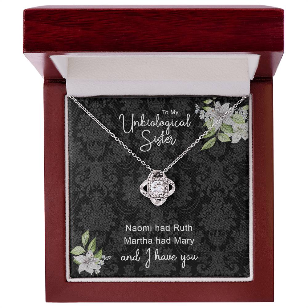 To My Unbiological Sister Love Knot Necklace From Sister, Bonus Sister Gift Necklace, Sister-in-Law Gift Pendant, Love Knot Jewelry For Unbiological Sister, Step Sister Soul Sister Martha Had Mary