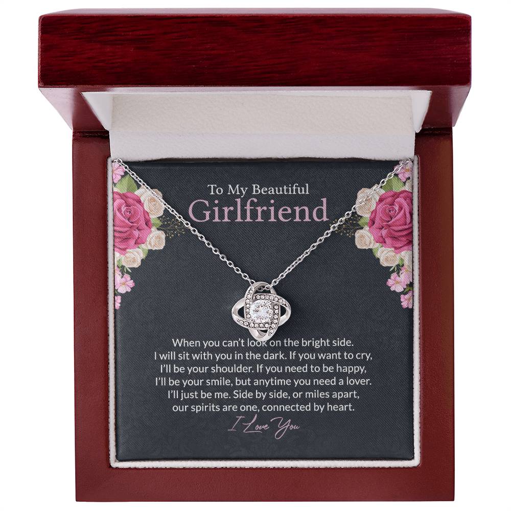 To My Beautiful Girlfriend Love Knot Necklace From Boyfriend, Husband, Girlfriend Gift Necklace - Love Knot Pendant Gift For Girlfriend, Soulmate Side By Side Gift Necklace To Girlfriend From Men