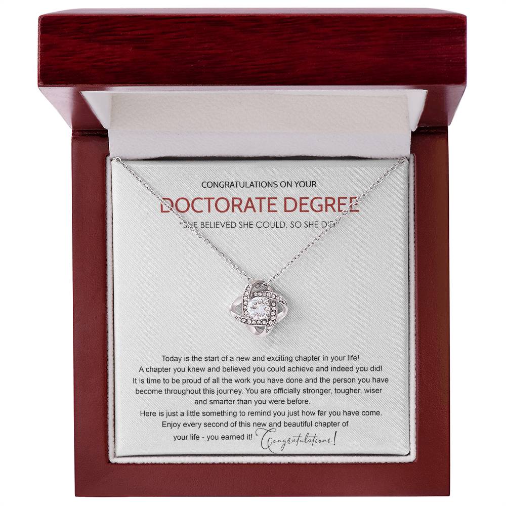Doctorate Degree Graduation Love Knot Necklace Gift On PhD Doctoral Graduation Gift Graduate Graduating Class of 2026 Necklace Congrats Graduation Knot Pendants Gift For Daughter, Granddaughter Niece