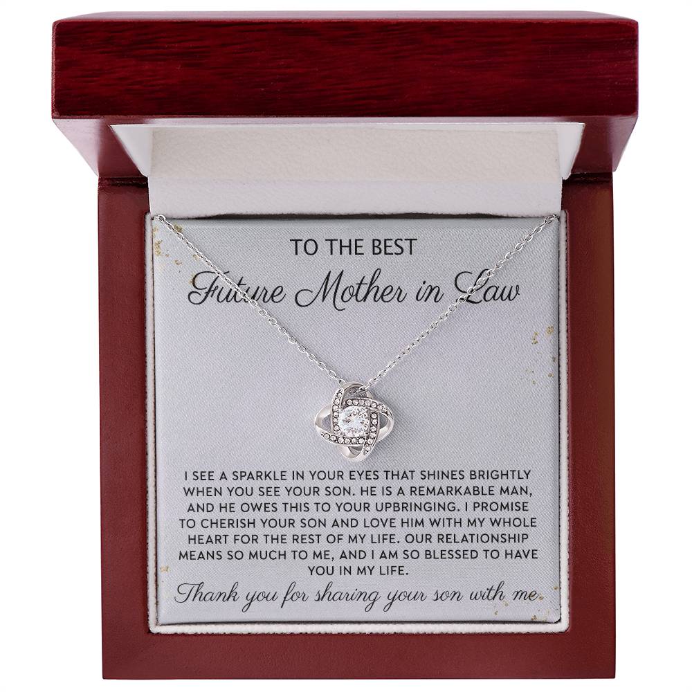 Future Mother In Law Necklace, To The Best Future Mother In Law Necklace From Son, Mother of the Groom Gift Necklace From Bride Wedding Gift Love Knot Pendants from Bride, Jewelry Gift For Women