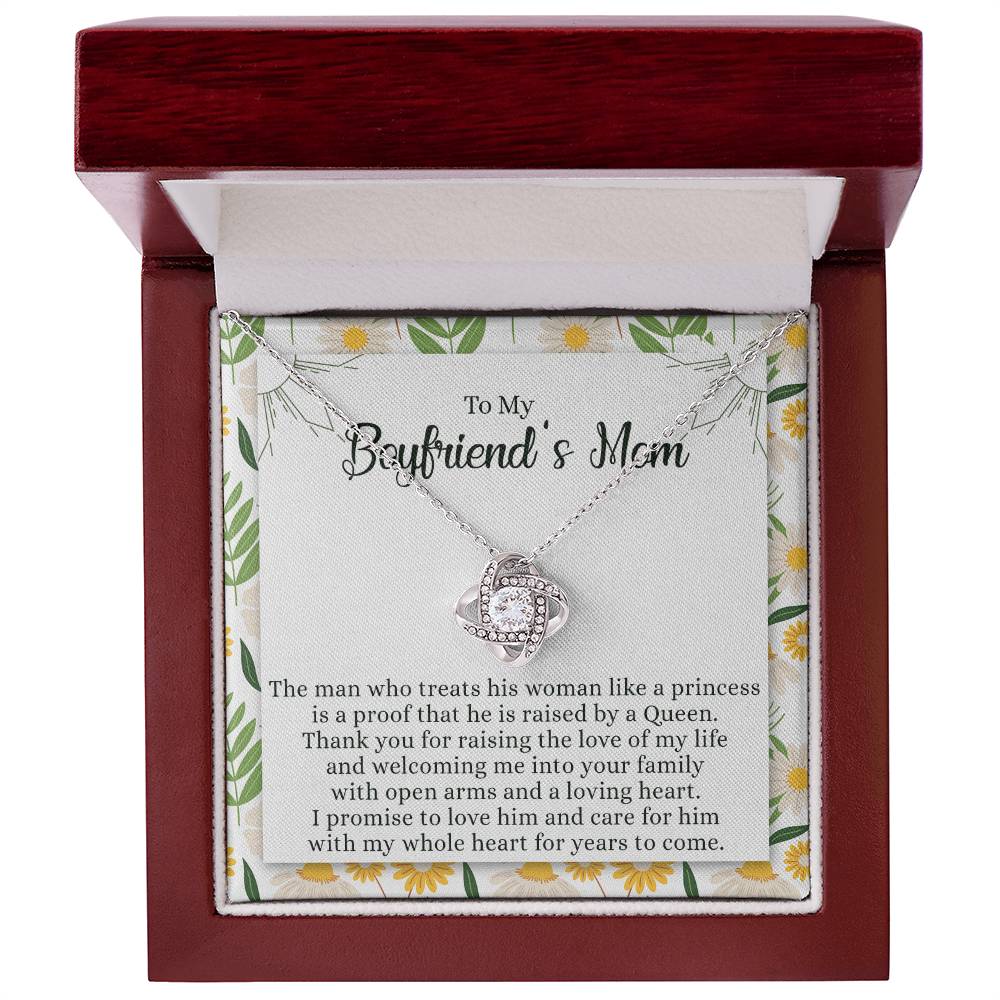 To My Boyfriend's Mom Necklace From Girlfriend Mom Gift Necklace For Boyfriend's Mom, Love Knot Pendant Gift for Bf Mom, Jewelry For Mom On Mothers Day, Birthday, Presents for Mom Necklace for Women