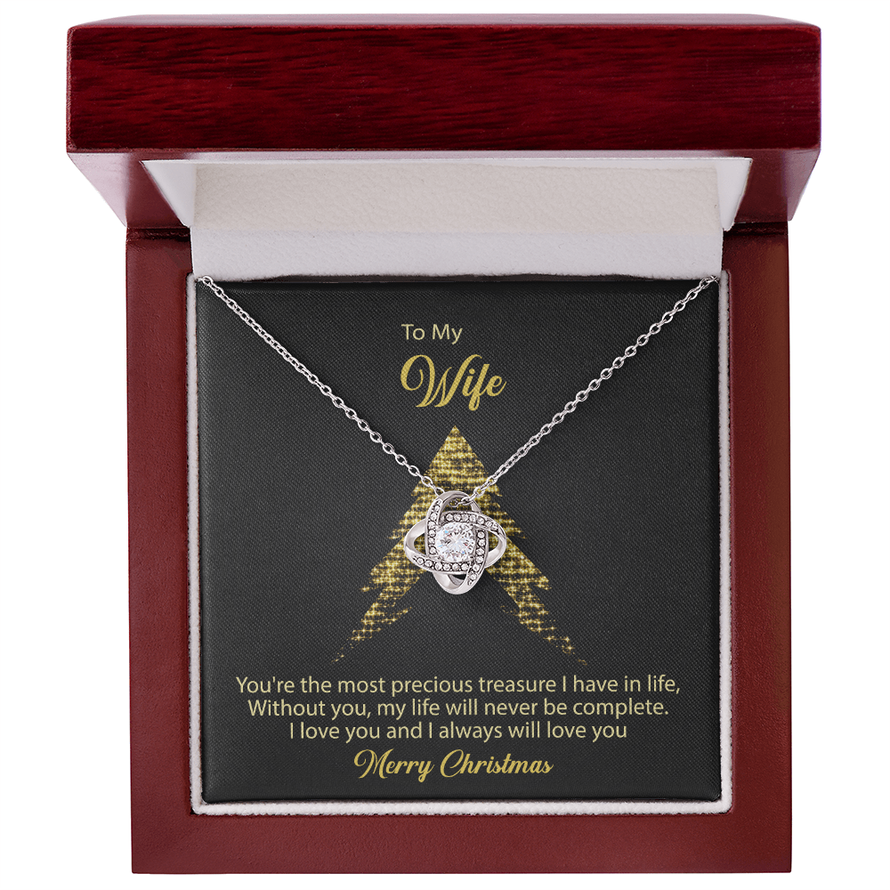 To My Wife Gift Necklace From Husband, Gift Necklace For Wife, Soulmate Gift Necklace Girlfriend, Husband To Wife Love Knot Pendant, Jewelry Gift For Women, Merry Christmas Necklace Gift For Wife