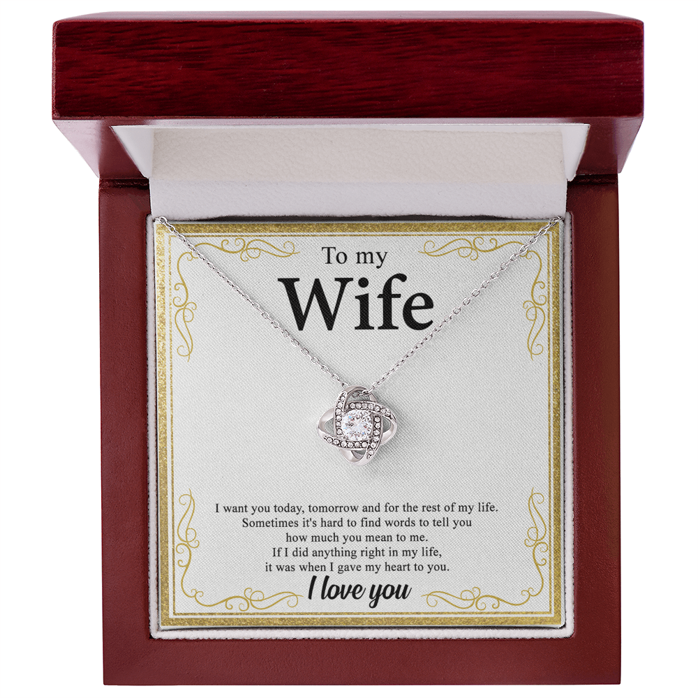 To My Wife Necklace From Husband My Heart To You Necklace Gift For Wife, Wife Gift Necklace, Husband To Wife Gift Love Knot Pendant Gift From Men Jewelry Gift For Women Soulmate Gift Pendant
