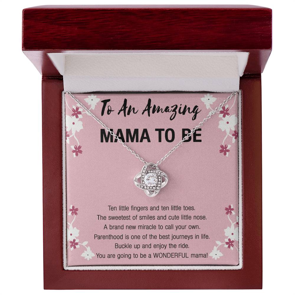 Mama To Be Necklace, To An Amazing Mama To Be Necklace From Daughter, Little Girl Necklace Gift For Mom, Wonderful Mama Pendant, Daughter And Mother Love Knot Necklace Gift For Mom Jewelry To Mama