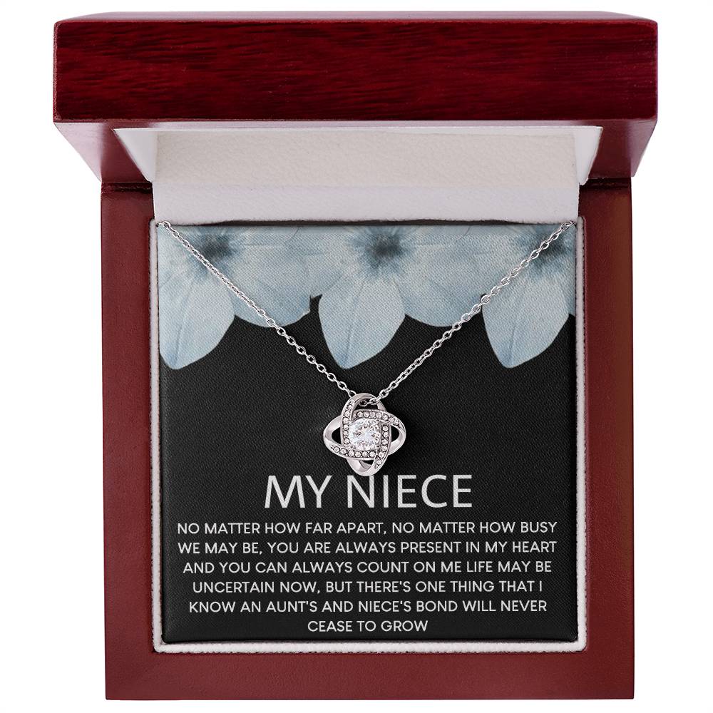 To My Niece Love Knot Necklace From Aunt, Niece Confirmation, Niece With Message Card and Gift Box Necklace Gift from Aunt or Uncle Aunt Niece Necklace, Niece Birthday Gift, Niece Graduation Gift