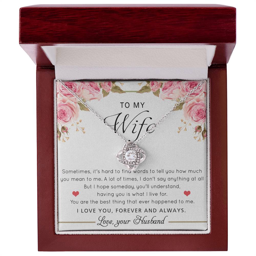 Gift Necklace For Wife, To My Wife Love Knot Necklace From Husband, Valentines Day Necklace Gift For Wife, Soulmate Gift Necklace Personalized Gift Jewelry Custom Romantic Gift Necklace For Wife