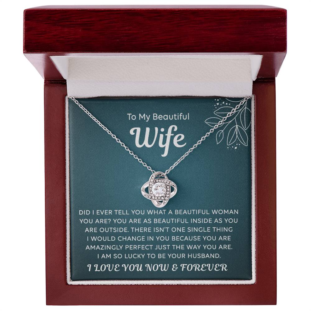 Wife Gift Necklace, To My Beautiful Wife Necklace From Husband, Wife Love Knot Necklace From Husband, Jewelry Gift For Women, Beautiful Women, Badass Wife Gift Necklace, Soulmate Gift Necklace