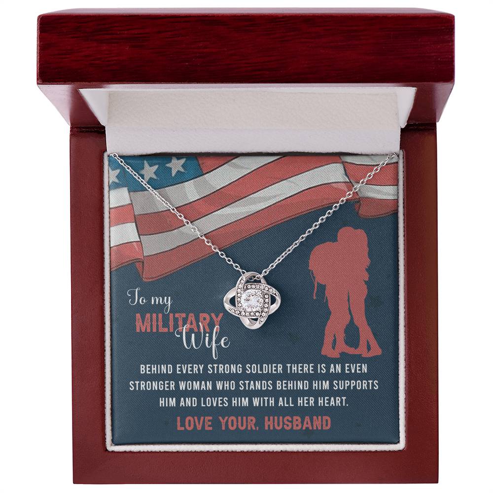 To My Military Wife Necklace From Husband Love Knot Military Necklace Gift For Wife Husband To Wife Love Knot Pendant For Wife Military Jewelry Gift For Women Army Gift Necklace Military Pendant