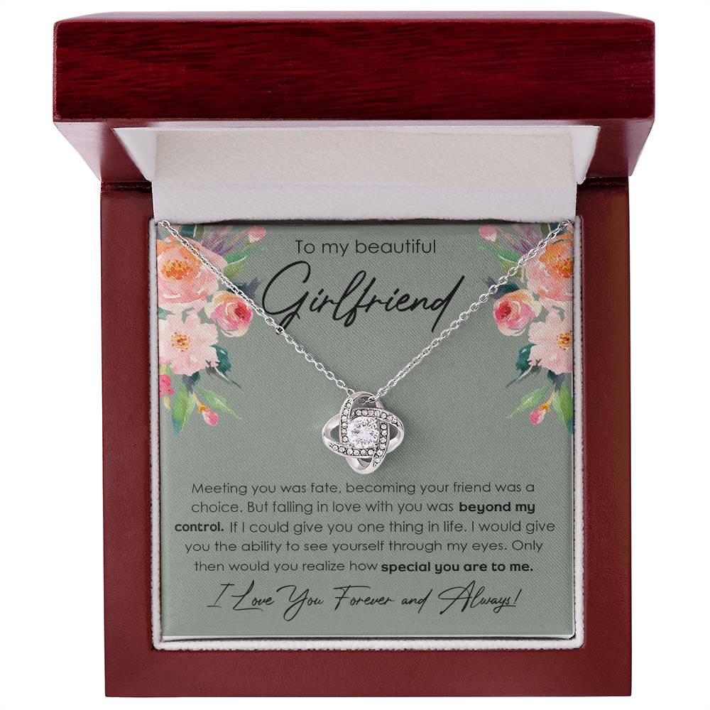 To My Beautiful Girlfriend Love Knot Necklace From Boyfriend, Husband, Beautiful Girlfriend Gift Necklace - Love Knot Pendant Gift For Girlfriend, Soulmate Jewelry Gift To Girlfriend From Boyfriend