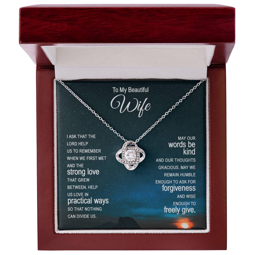 Beautiful Wife Gift Necklace, To My Wife Necklace From Husband, Wife Love Knot Necklace From Husband, Jewelry Gift For Women Badass Wife Gift Necklace, Soulmate Gift Necklace, Strong Love Pendant