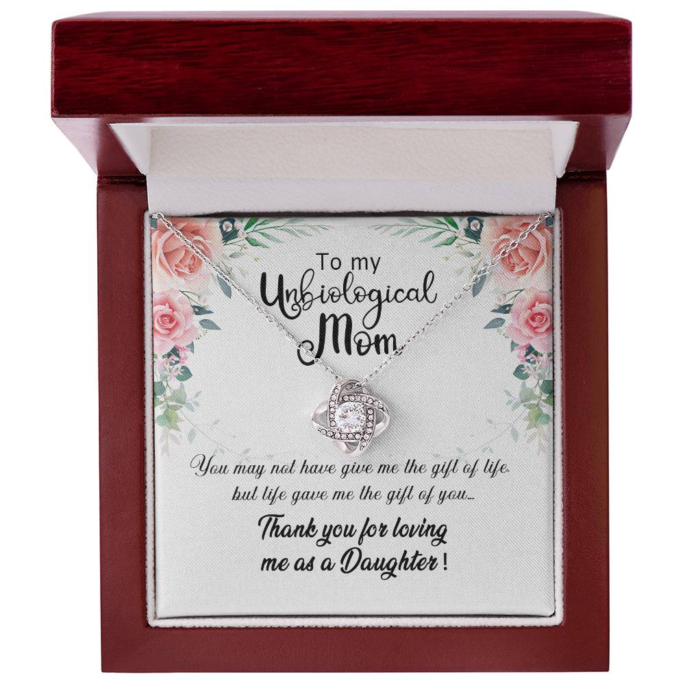 Unbiological Mom Gift Necklace, To My Unbiological Mom Love Knot Necklace From Daughter And Mother Gift Necklace, Bonus Mom Gift Necklace, Boyfriend's Mom Gift Necklace, Jewelry Gift For Women