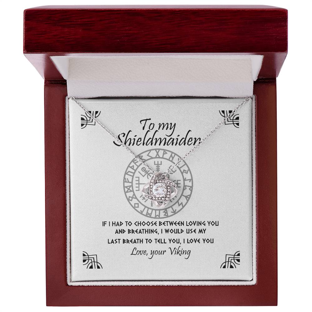 To My Shieldmaiden Necklace From Viking, Gift Neklace For Wife From Husband, Gift Pendant For Girlfriend From Boyfriend, Shieldmaiden Gift Love Knot Necklace On Birthday, Anniversary Valentine Day