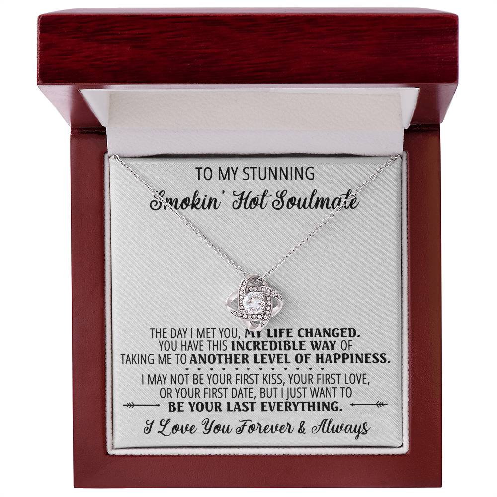 To My Smokin' Hot Soulmate Necklace, Luxury Jewelry For Wife, Couples Gifts Neckalce For Wife From Husband, Necklaces Styles On Birthday Christmas Wedding For Women, Love Knot Necklace For Her