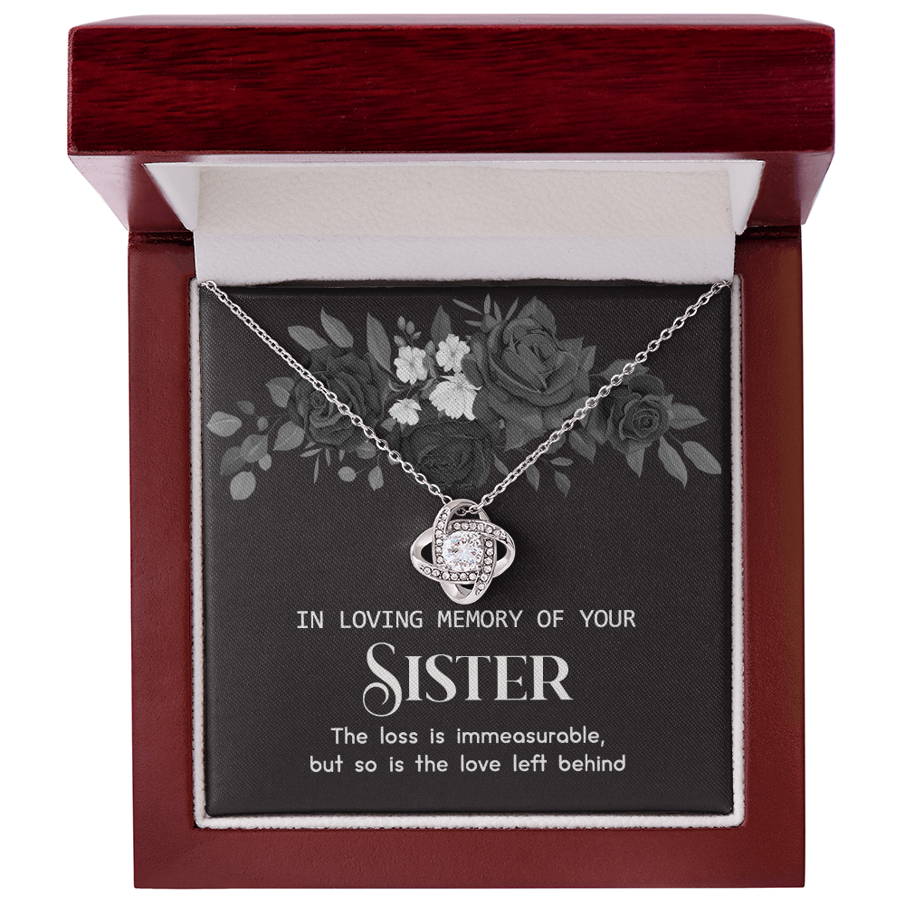 In Memory Of Your Sister Love Knot Necklace, Sympathy Gift Pendant Loss Of Sister, Sympathy Gift Box For Sister, Loss Of Sister Necklace, Loss Of A Sister Necklace, Jewelry Gift for Girls, Women