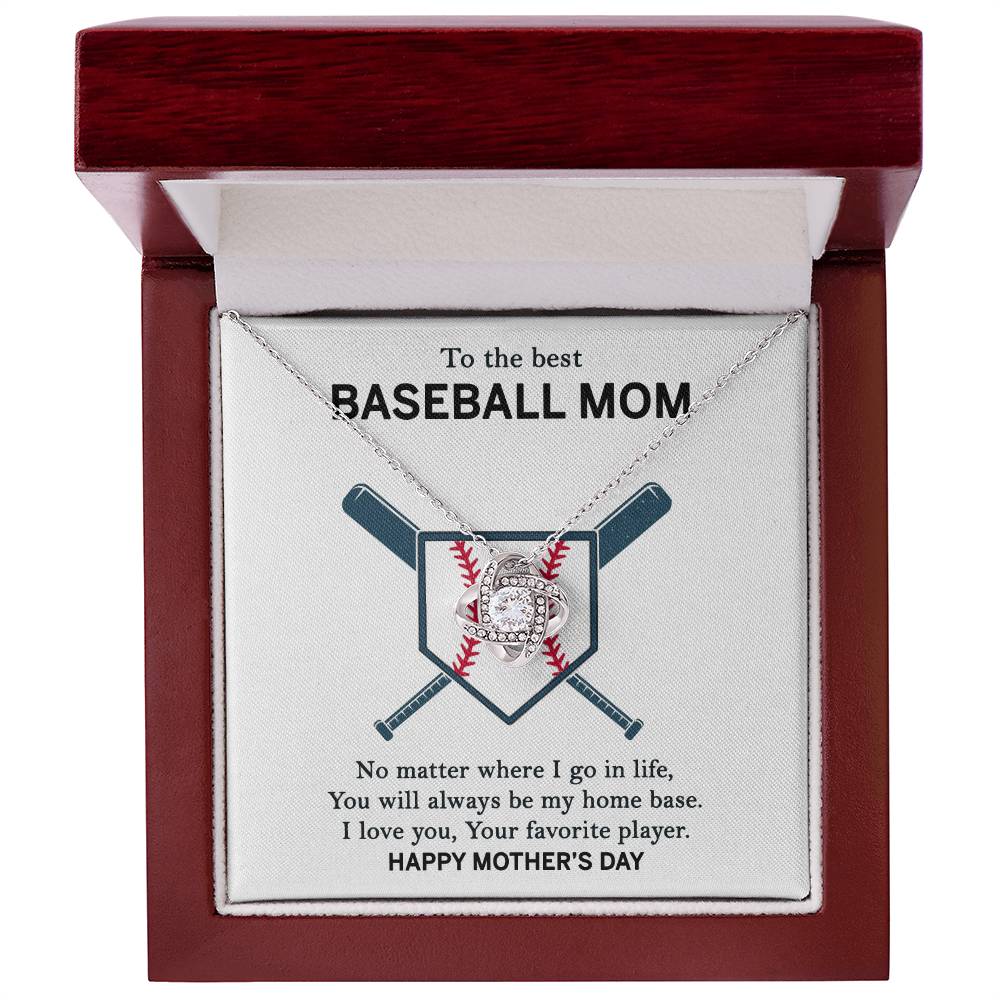 Baseball Mom Necklace, To The Best Baseball Mom Necklace From Son, Favorite player Necklace Gift For Mom, Happy Mother's Day Necklace Gift For Baseball Mom Love Knot Necklace Jewelry Gift For Women