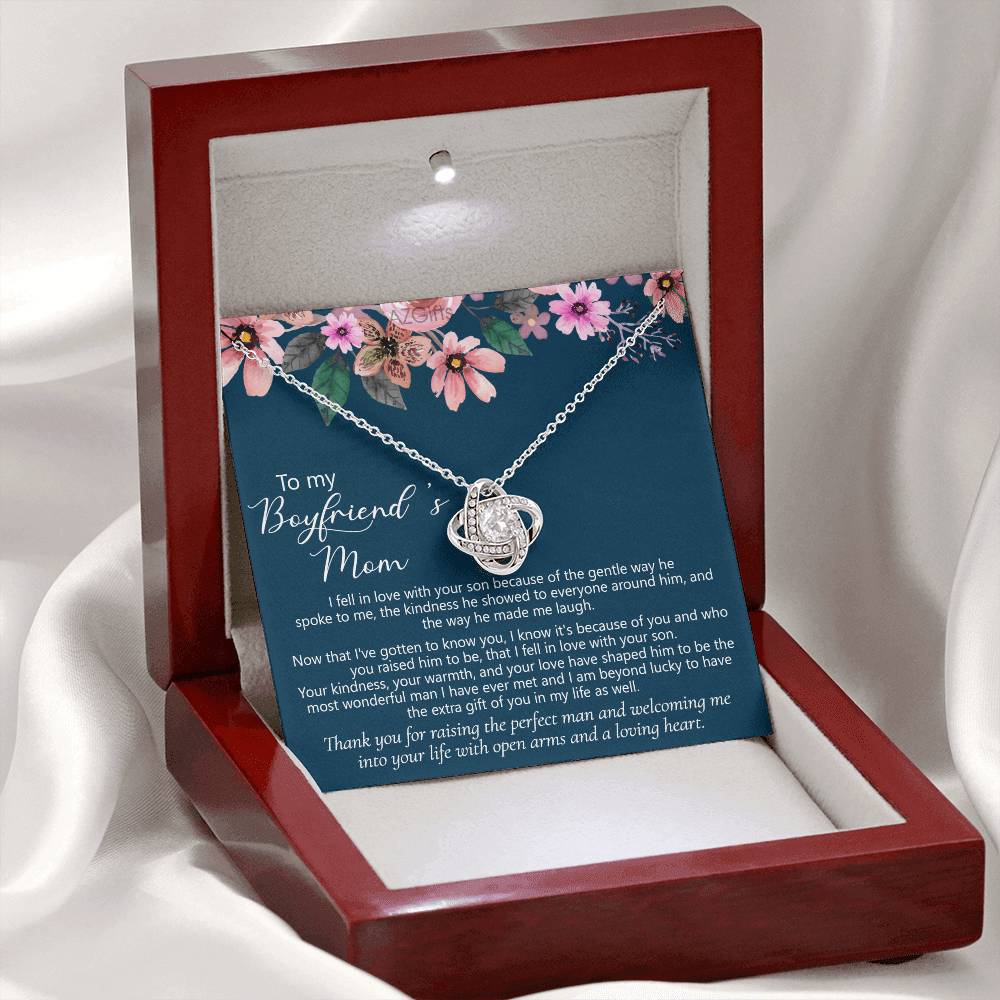 To My Boyfriends Mom Necklace From Girlfriend, Mother And Son Gift Necklace, Gift For Boyfriends Mom Love Knot Necklace Gift For Her, Jewelry For Boyfriend's Mom On Mother's Day Necklace, Christmas
