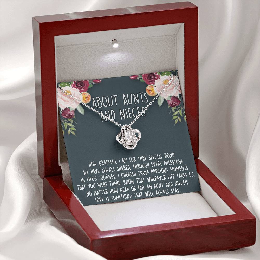 Niece Gifts from Auntie Aunt Gifts from Niece, About Aunt and Niece Love Knot Necklace for Auntie Niece Birthday Gifts Congratulations Gift Necklace, New Aunt Gift Necklace, Jewelry For Women