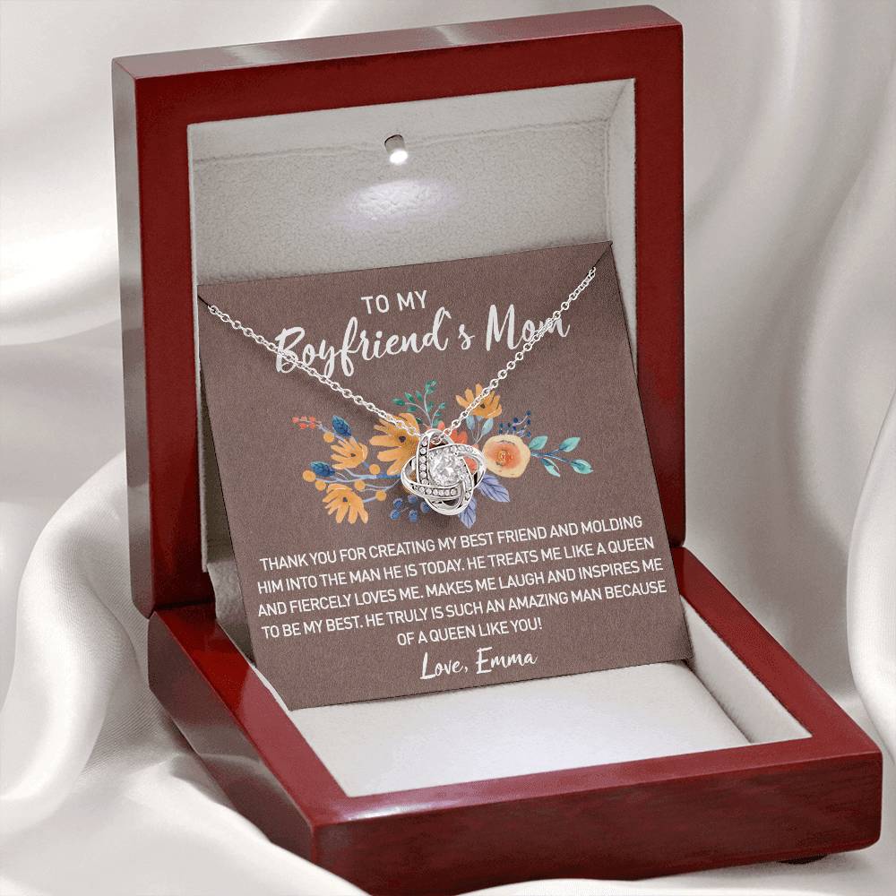 To My Boyfriend Mom Necklace From Girlfriend,  Pendant For Boyfriend's Mom Gift Necklace, Love Knot Necklaces For Boyfriends Mom Gift On Christmas, Mothers Day For Boyfriend Mom, Jewelry For Her