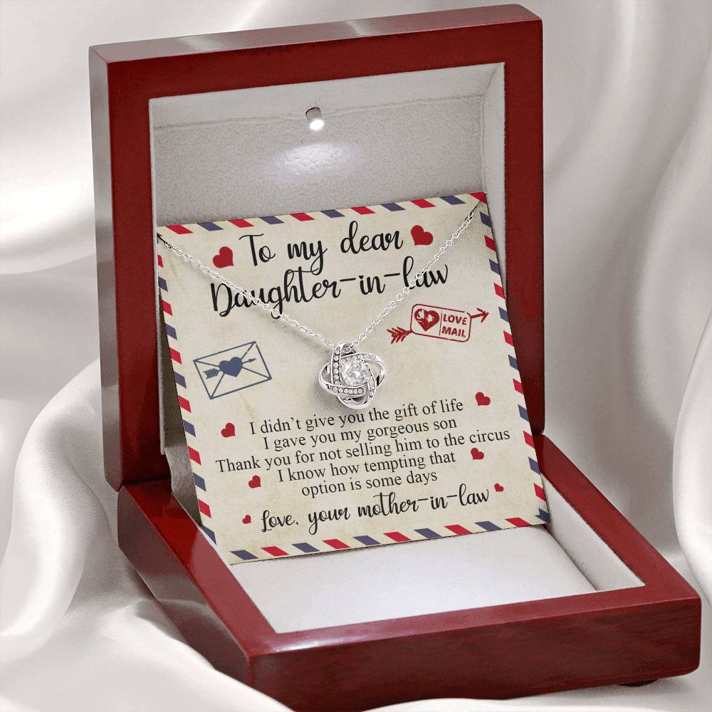 To My Dear Daughter-in-Law Gift Necklace From Mother In Law, Luxe Love Knot Necklace Gift Set, Necklaces For Girls, Little Girl Daughter In Law Gifts Necklace, Jewelry Gifts For Women Gifts