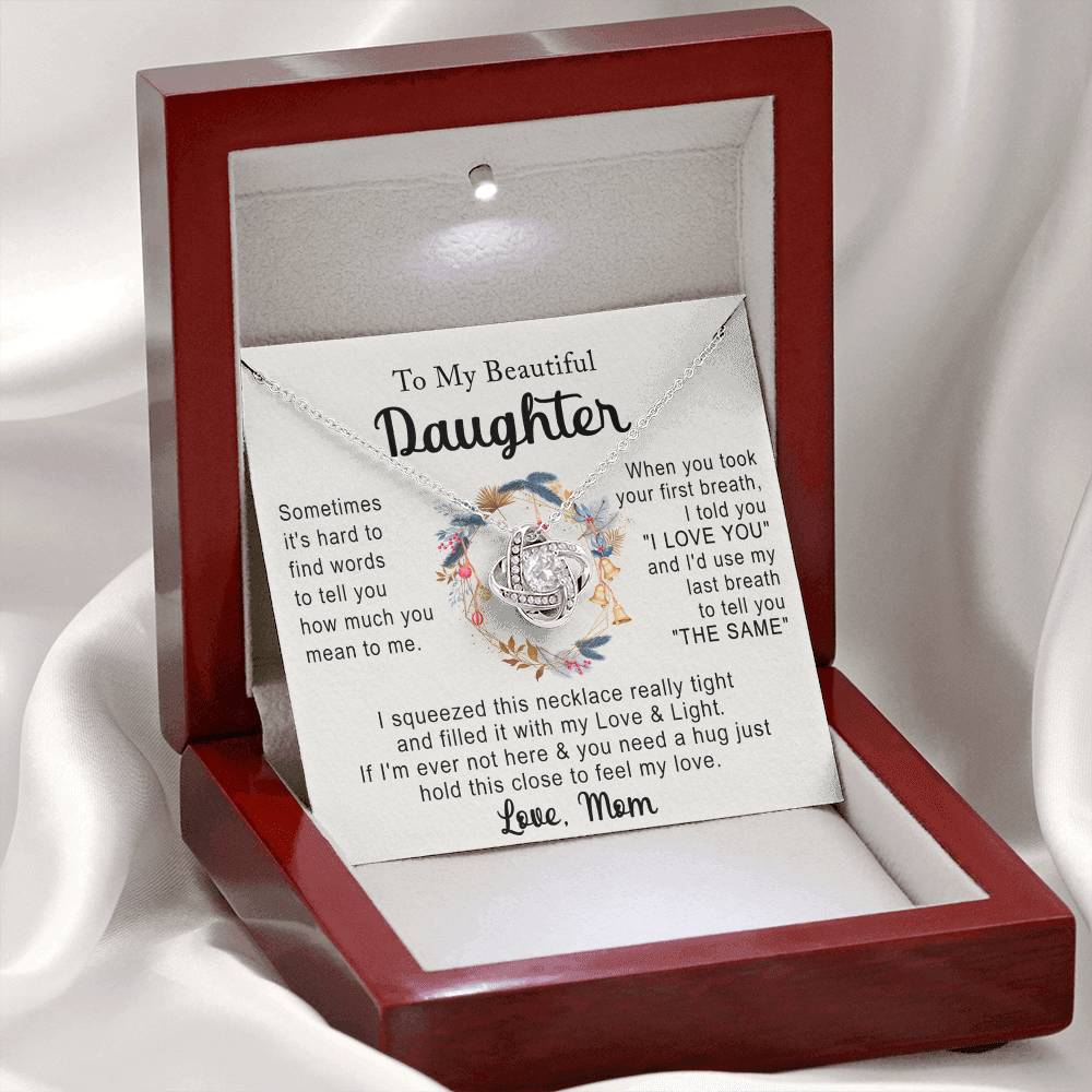 Personalized Necklace With Message Card And Box, Jewelry Custom Card For Daughter, To My Beautiful Daughter Necklace From Mom, Mother To Daughter Pendant From Mom Jewelry Gift For Girls