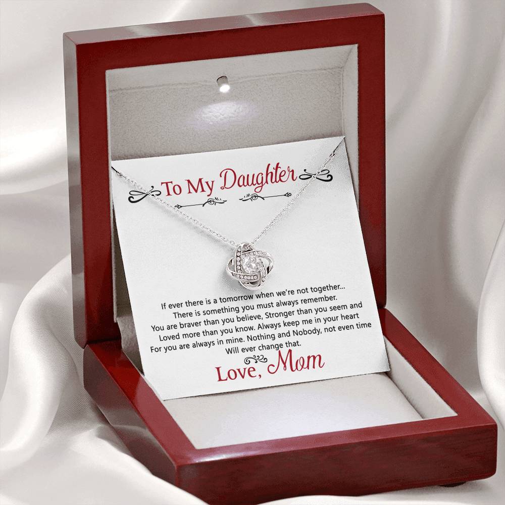 To My Daughter Love Knot Necklace Gift From Mom, Daughter Gift Necklace, Mother To Daughter Pendant Gift, Little Girl Necklace Love Knot Jewelry Gift For Girls, Mother Love Daughter Necklace