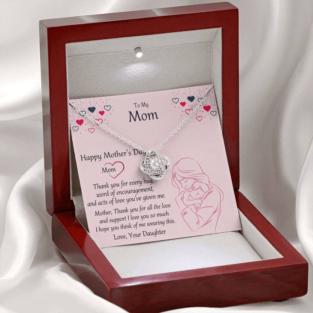 Happy Mothers Day Necklace, To My Mom Necklace From Mom, Mother Day Jewelry Gift Personalized Mothers Day Necklace Gifts For Mom Mother To Daughter Thank Gift Love Knot Necklace For Mom Jewelry