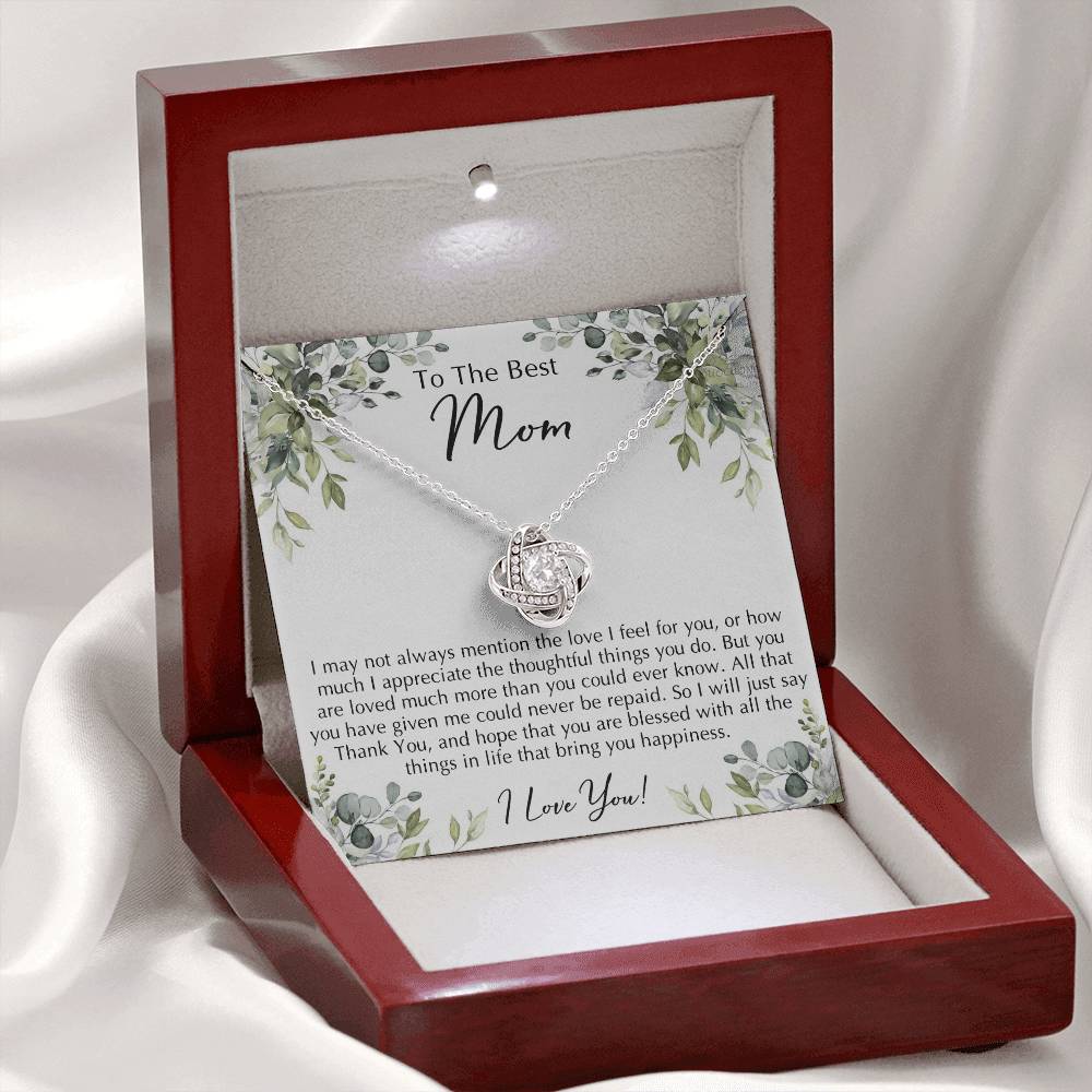 To The Best Mom Necklace From Daughter, Thank You For Mom Necklace Gift For Mom, Mother And Daughter Love Knot Necklace Gift On Mother's Day Anniversary, Birthday Gift Christmas, Jewelry For Women