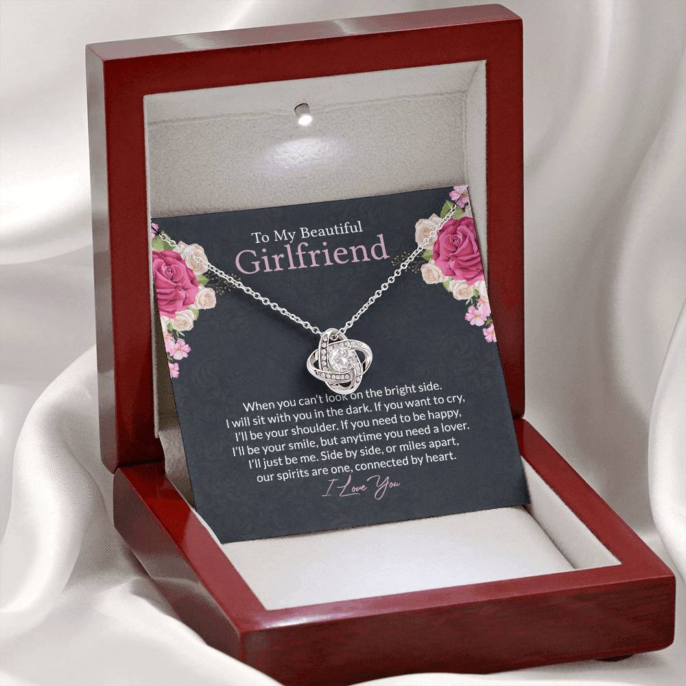 To My Beautiful Girlfriend Love Knot Necklace From Boyfriend, Husband, Girlfriend Gift Necklace - Love Knot Pendant Gift For Girlfriend, Soulmate Side By Side Gift Necklace To Girlfriend From Men