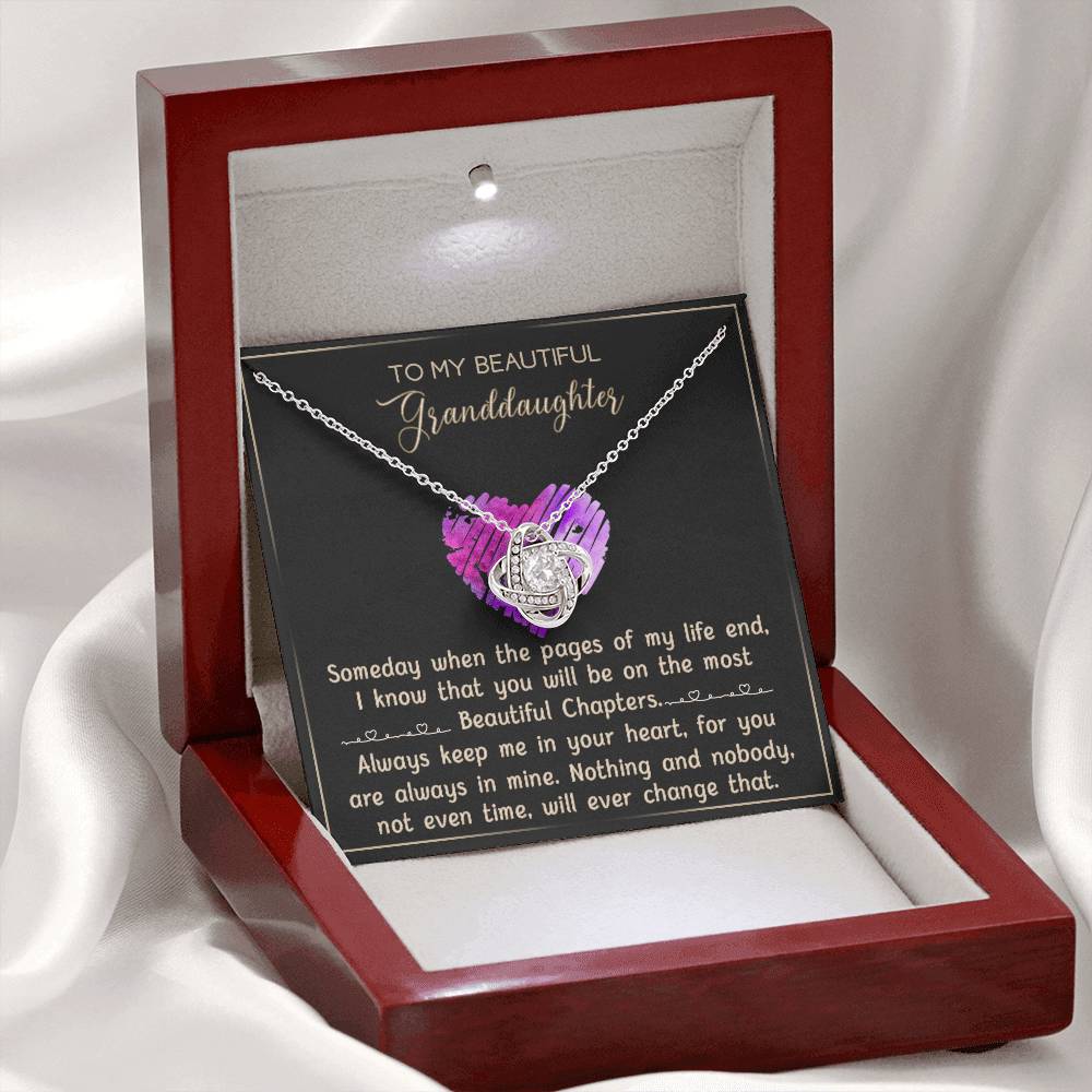 Granddaughter And Grandma Necklace, Gift Necklace For Granddauhter - To My Beautiful Granddaughter Necklace From Grandma, Love Knot Necklace For Granddaughter, Beautiful Granddaughter Necklace