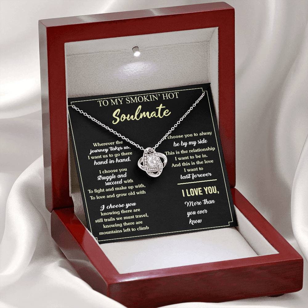 To My Smokin' Hot Soulmate Necklace, Luxury Jewelry For Wife, Gifts Neckalce For Soulmate, Wife From Husband, Smokin' Hot Soulmate Styles Jewelry Gift For Women, Love Knot Necklace For Her