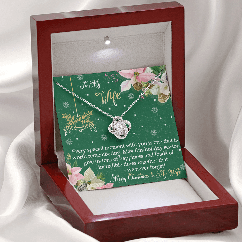 The Love Knot Gift For Wife, To My Wife Merry Christmas Necklace From Husband, Jewelry Gift For Women, Husband To Wife Love Knot Pendant, Merry Christmas To My Wife Gift Necklace On Christmas