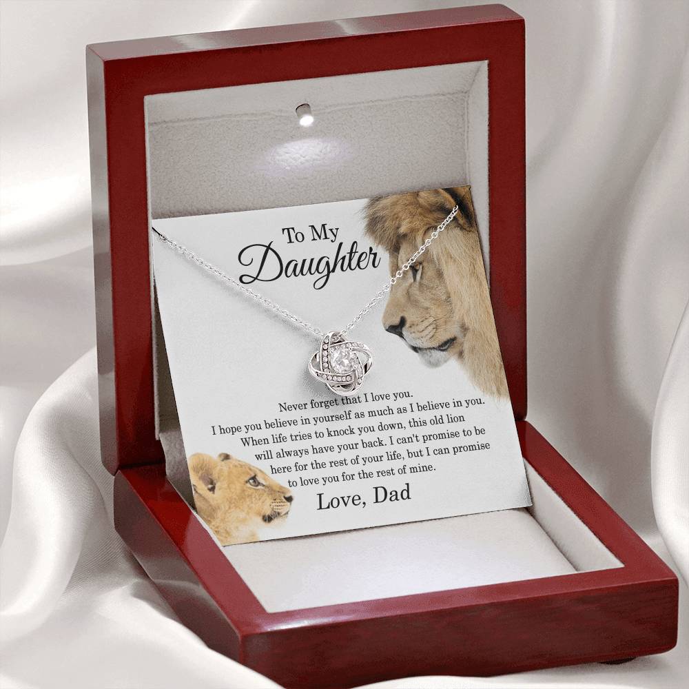 Daughter Gifts From Dad,To My Daughter Lion Dad And Daughter Necklace, Love Knot Necklace Birthday Gift for Daughter From Dad, Christmas Gift For Daughter Necklace, Father Daughter Necklace