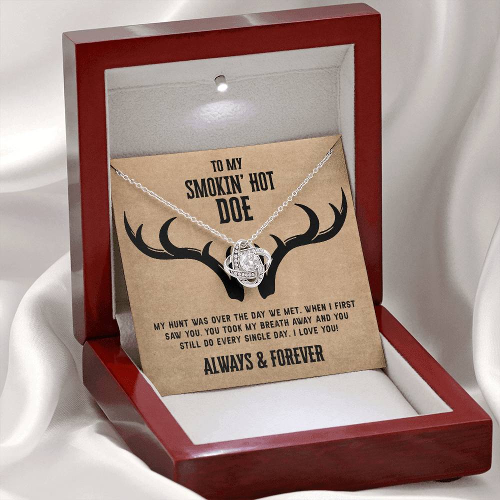 To My Smokin Hot Doe Necklace From Husband, Man, Smokin Hot Doe Gift Necklace For Wife Girlfriend Soulmate Necklace for Wife, Love Knot Pendant Smokin Hot Doe Gift Necklace, Jewelry Gift For Women