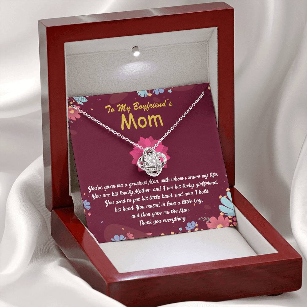 To My Boyfriends Mom Necklace From Girlfriend, Boyfriend's Mom Gift Necklace, Boyfriend Mom Gifts Jewelry For Boyfriend's Mom, Love Knot Necklace Gift For Boyfriends Mom On Mothers Day, Christmas