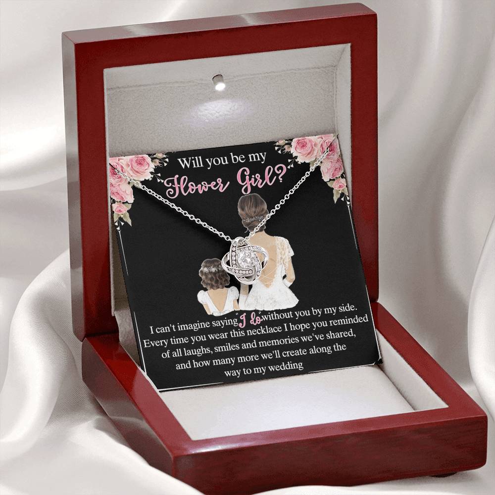 To My Daughter Love Knot Necklace From Mom And Daughter Pendant Gift For Daughter Will You Be My Hower Girl From Mother To Daughter Jewelry Gift For Girls, Daughter On Your Wedding Day Necklace Gift
