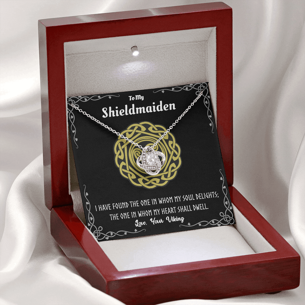 Shieldmaiden Necklace From Your Viking, Love Knot Pendant Gift From Wife, Fiancee, The Love Knot Necklace To My Shieldmaiden Gift - Love, Your Viking, Wife Gift, Anniversary For Girlfriend