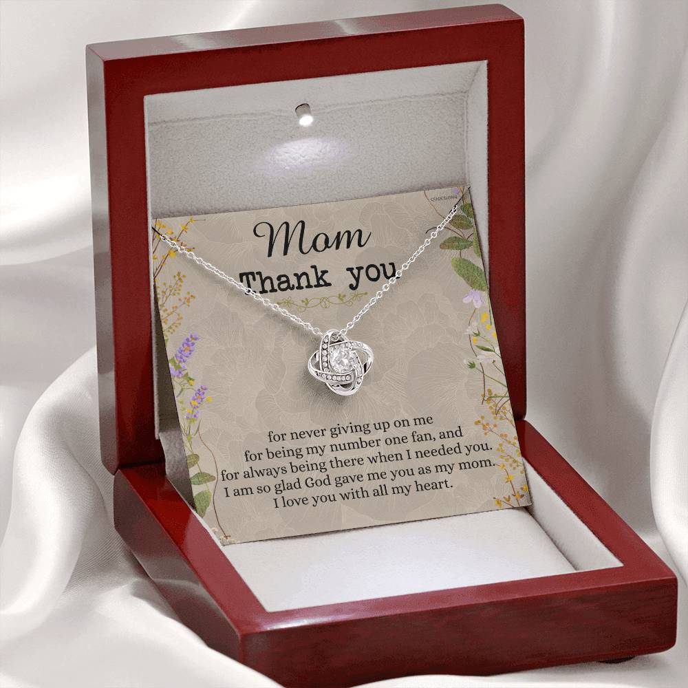 Mom Thank You Gift Necklace, To My Mom Love Knot Necklace From Daughter Necklace Gift For Mom Mother's Day Necklace Gift For Mom, Birthday Gift For Mom Anniversary Jewlry Gift For Women, Mom