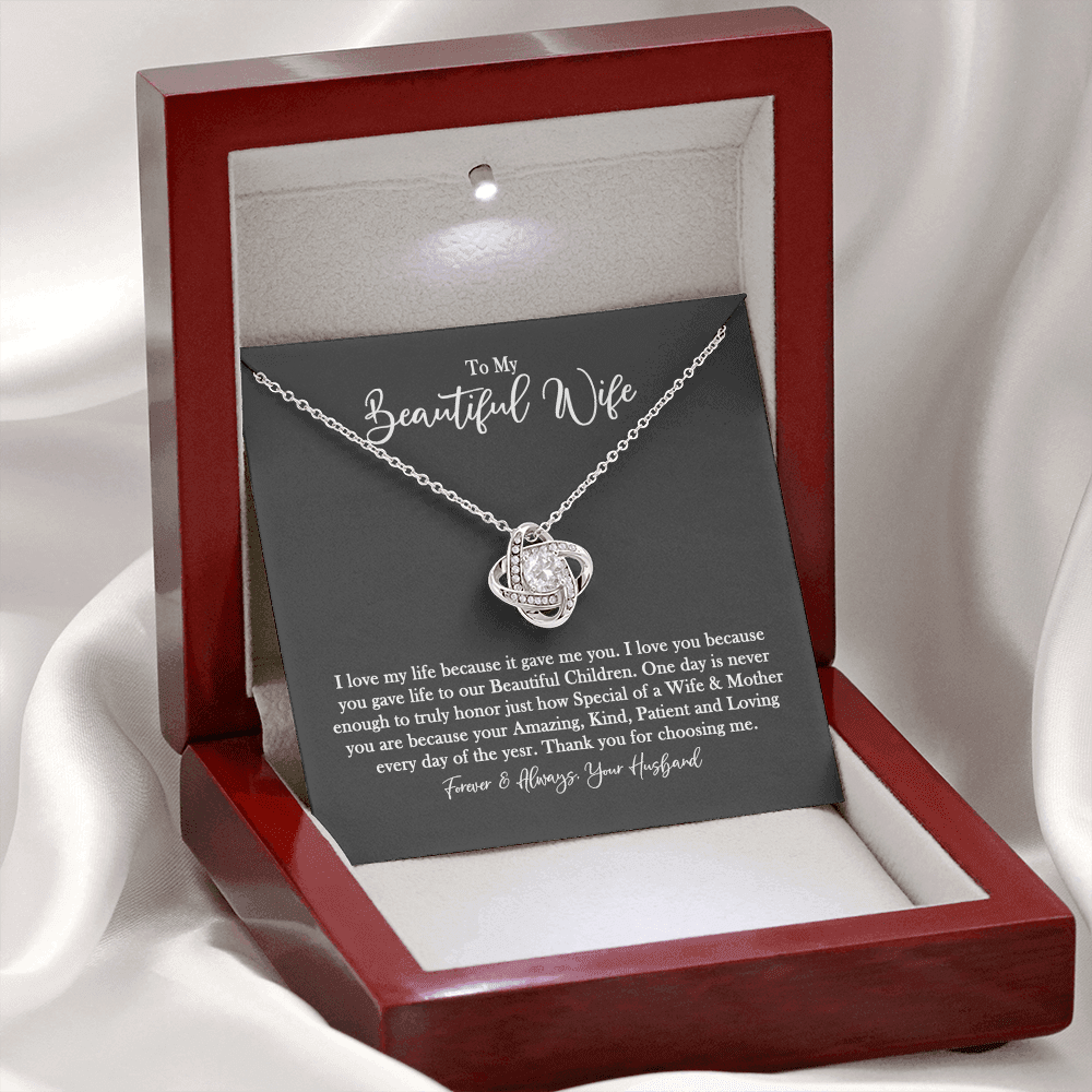 To My Beautiful Wife Necklace From Husband Valentines Day Necklace Gift For Wife, Soulmate Gift Necklace Personalized Gift Jewelry For Women, Romantic Gift Necklace, Because It Gave Me You Necklace