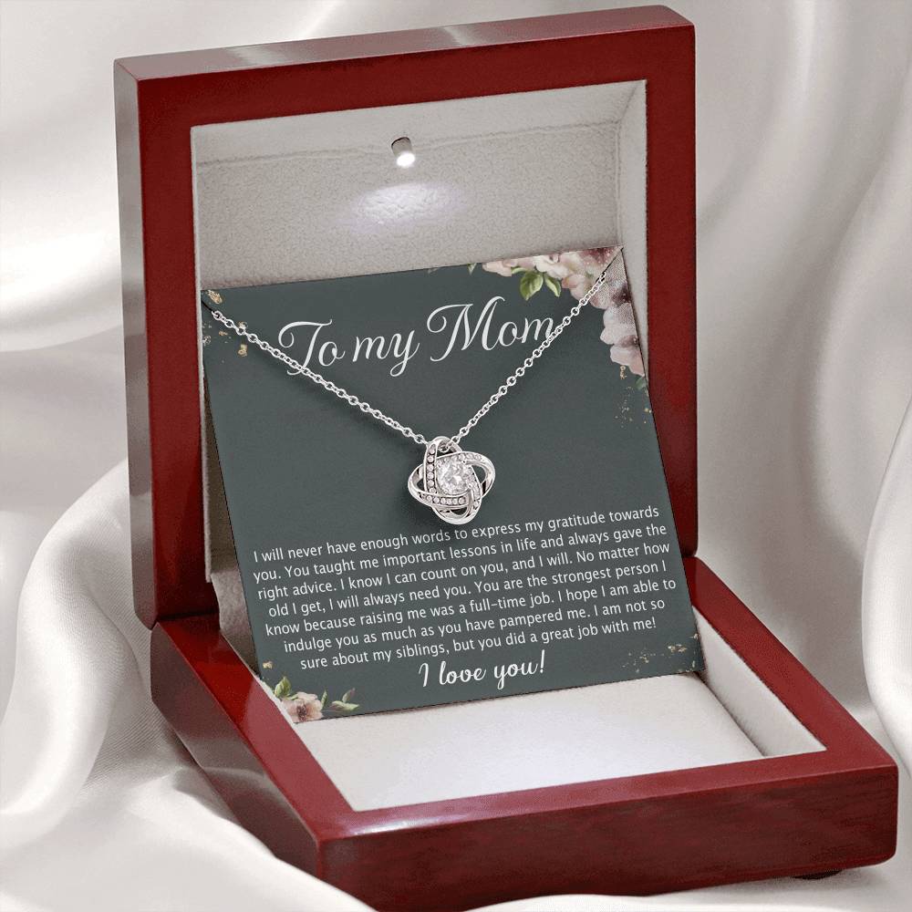 To My Mom Love Knot Necklace From Daughter, No Matter Necklace Gift For Mom, Daughter And Mother Love Knot Pendant Gift For Mom, Jewelry Gift For Women, Mom Gift Necklace, Daughter To Mom Pendant