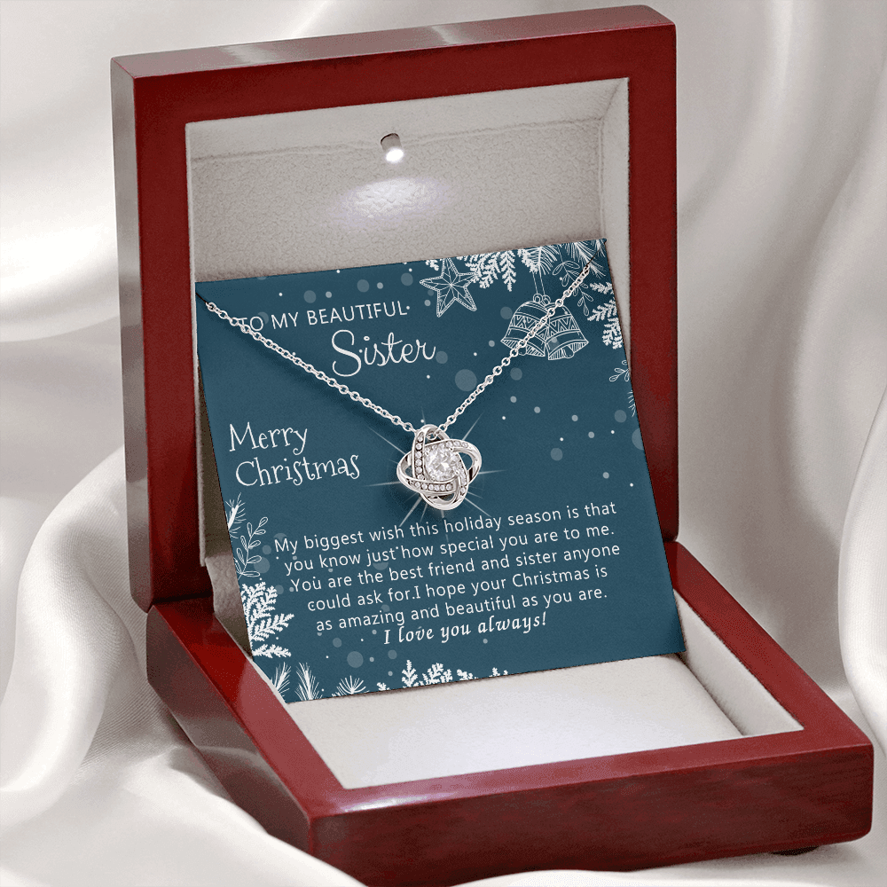 Personalized Gift Necklace, To My Beautiful Sisters Love Knot Necklace from Brother, Sisters Gift from Brother to Sisters Birthday Gift Necklace for Her, Jewelry Gift for Girls, Sister Gift Necklace