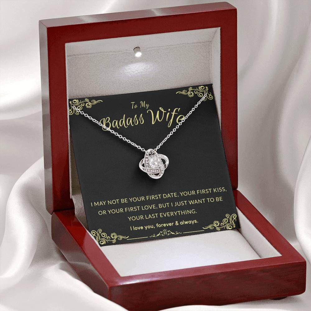 To My Badass Wife Necklace From Badass Husband, Gifts Necklace Husband To Wife Love Knot Pendant, Jewelry Gift For Women, My Wife Love Knot Necklace Gift For Badass Wife Soulmate Necklace Gift Wife