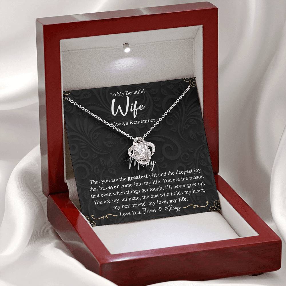 Personalized Necklace For Wife, To My Beautiful Wife Gift Necklace From Husband, Custom Name Necklace Gift For Wife, Always Remember Necklace Gift For Wife, Jewelry Gift For Women, Soulmate Gift